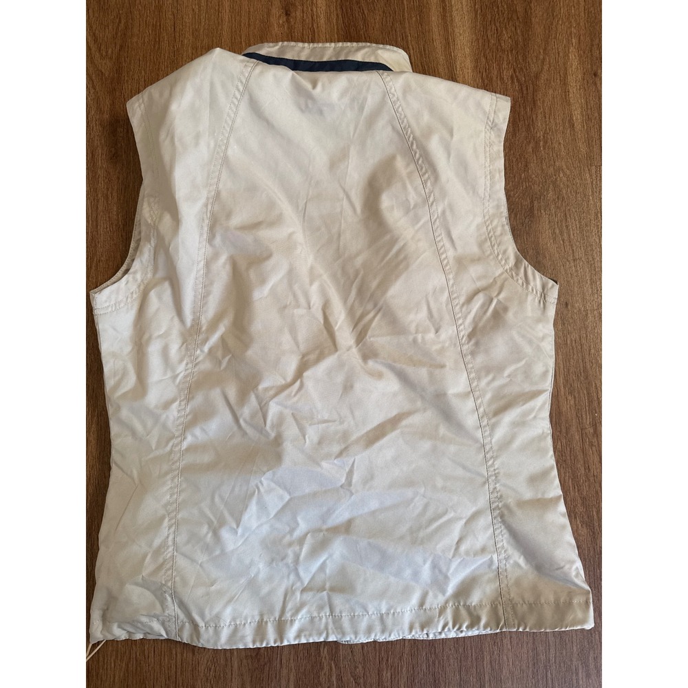 North End Womens Tan Full Zip Lightweight Vest Mock Neck Beige Navy Trim Size M - Picture 7 of 8